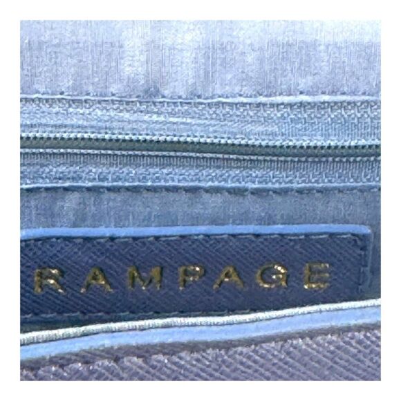 Rampage Womens Blue Faux Leather Crossbody Bag 9” X 7.5”Adjustable Strap & Gold- - Picture 9 of 9